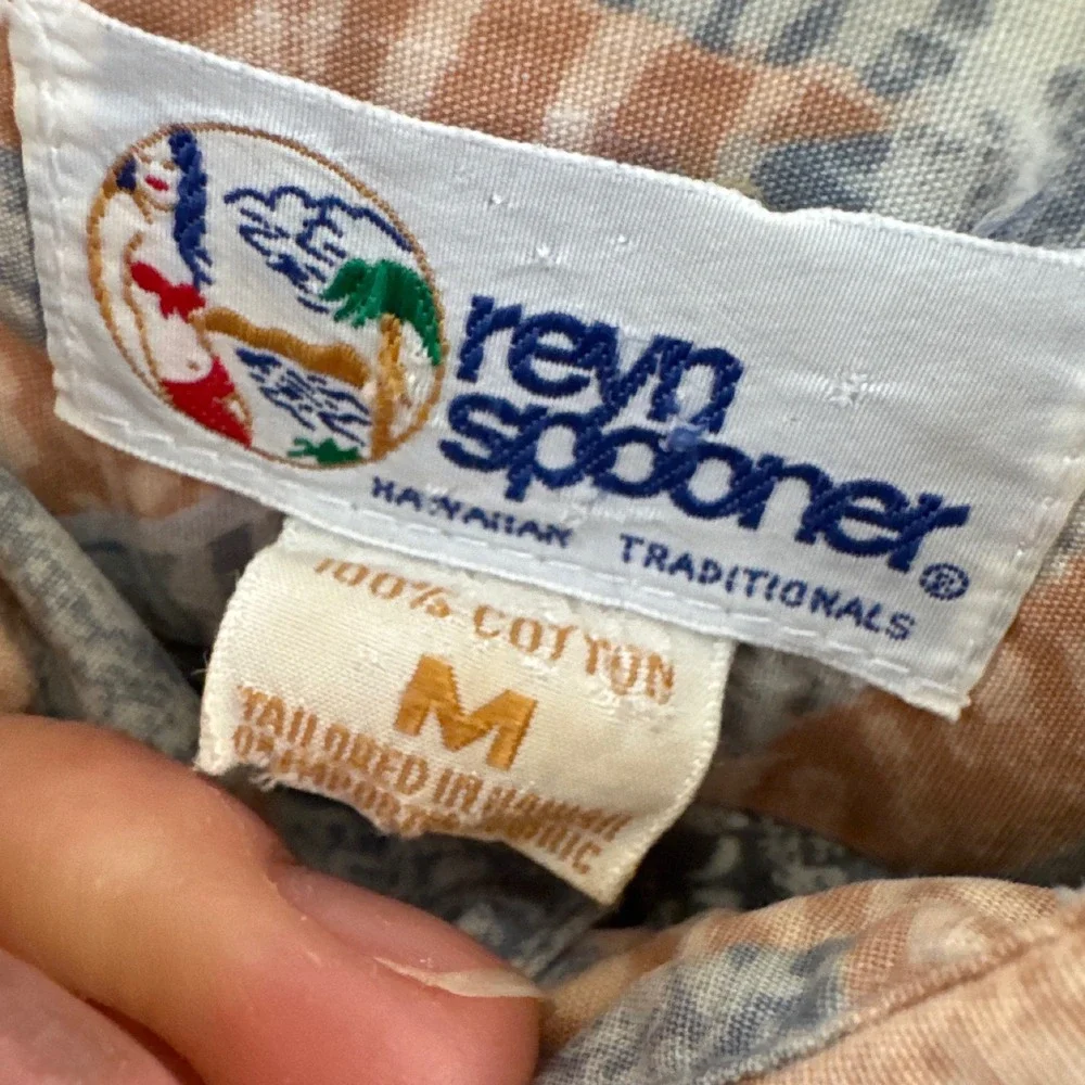 Vintage Reyn Spooner Hawaiian button-down‎ top reverse-print floral orange gray
